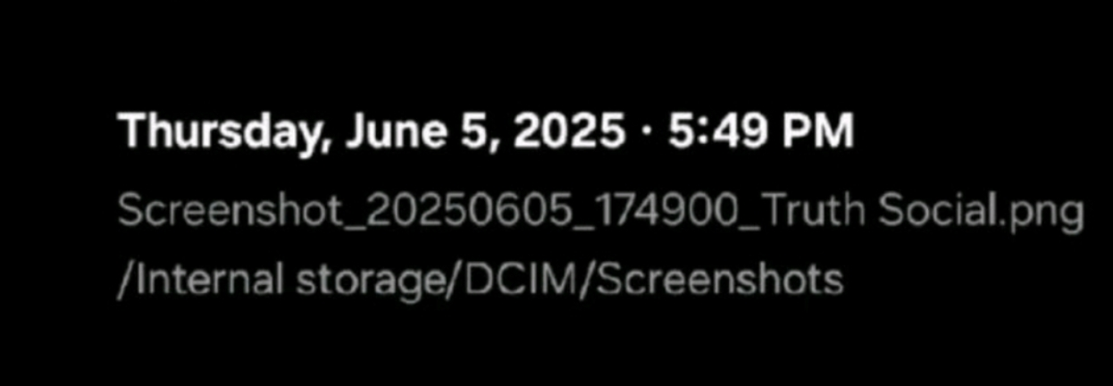 Device stamp: 5 June 2025, 5:49 PM, Screenshot_20250605_174900_Truth Social.png.